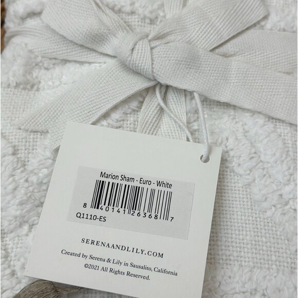 NEW Serena & Lily Marion Euro Pillow Sham-White - Picture 2 of 3